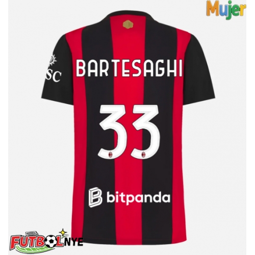 Camiseta AC Milan Davide Bartesaghi #33 Primera Equipación para mujer 2026-27 manga corta